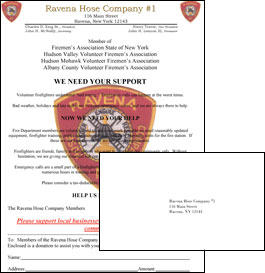 RavenaFire Company #1 Calendar letterhead and Envelope example from 2010.