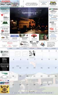 New Salem Volunteer Fire Department Calendar Month with ads, example from 2011.