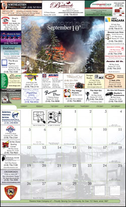 RavenaFire Company #1 Calendar Month with ads, example from 2010.